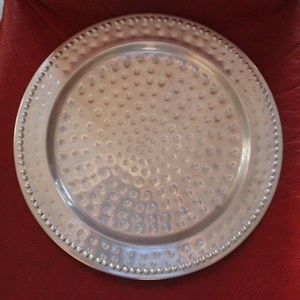 Metal hammered serving plate EUC